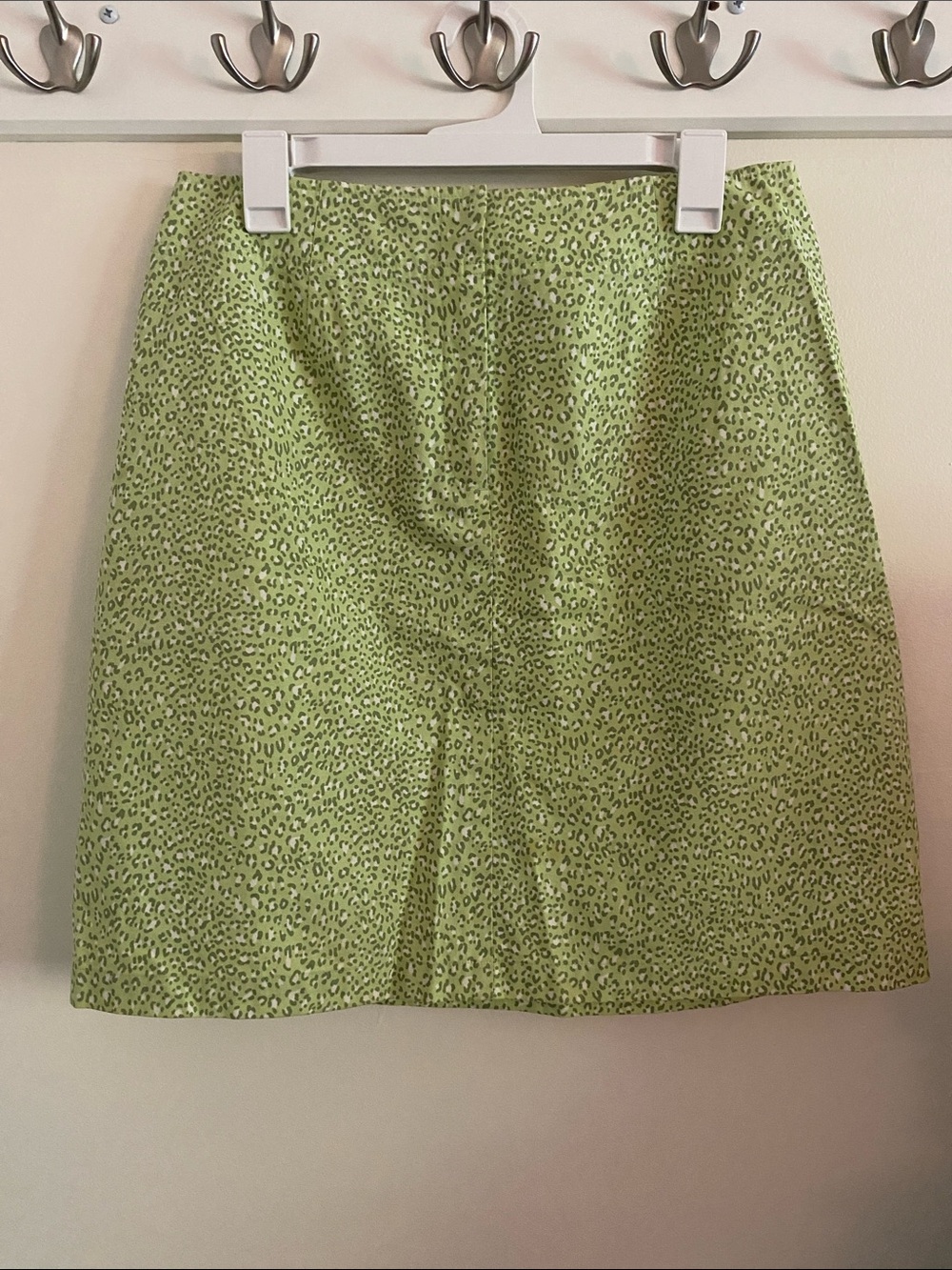 Talbots Y2K Lime Green Leopard-Print Mini Skirt
